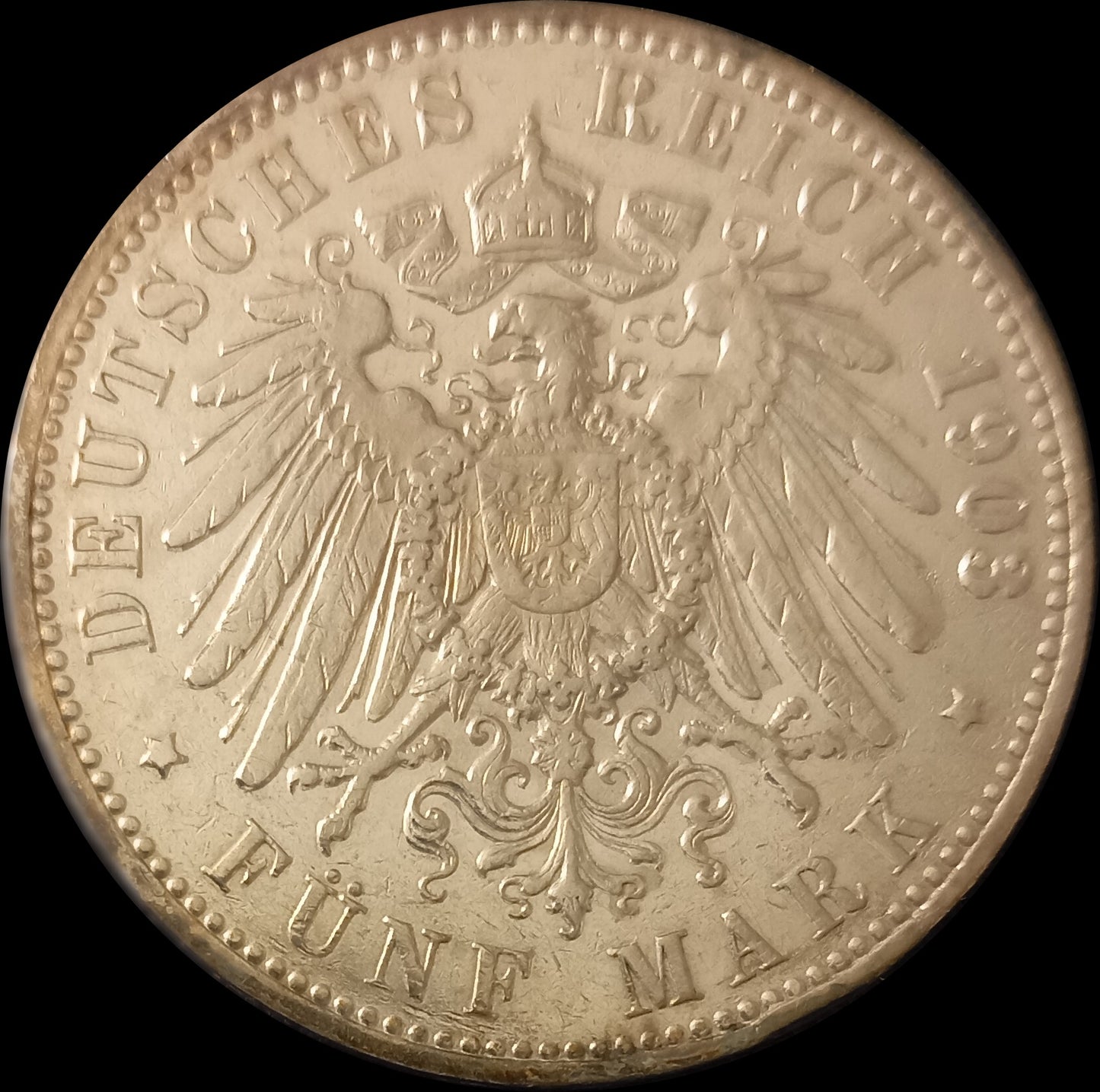 5 Mark Preußen 1903 A Silber, Kaiser Wilhelm II. Deutsches Kaiserreich, Jaeger-Nr. 104