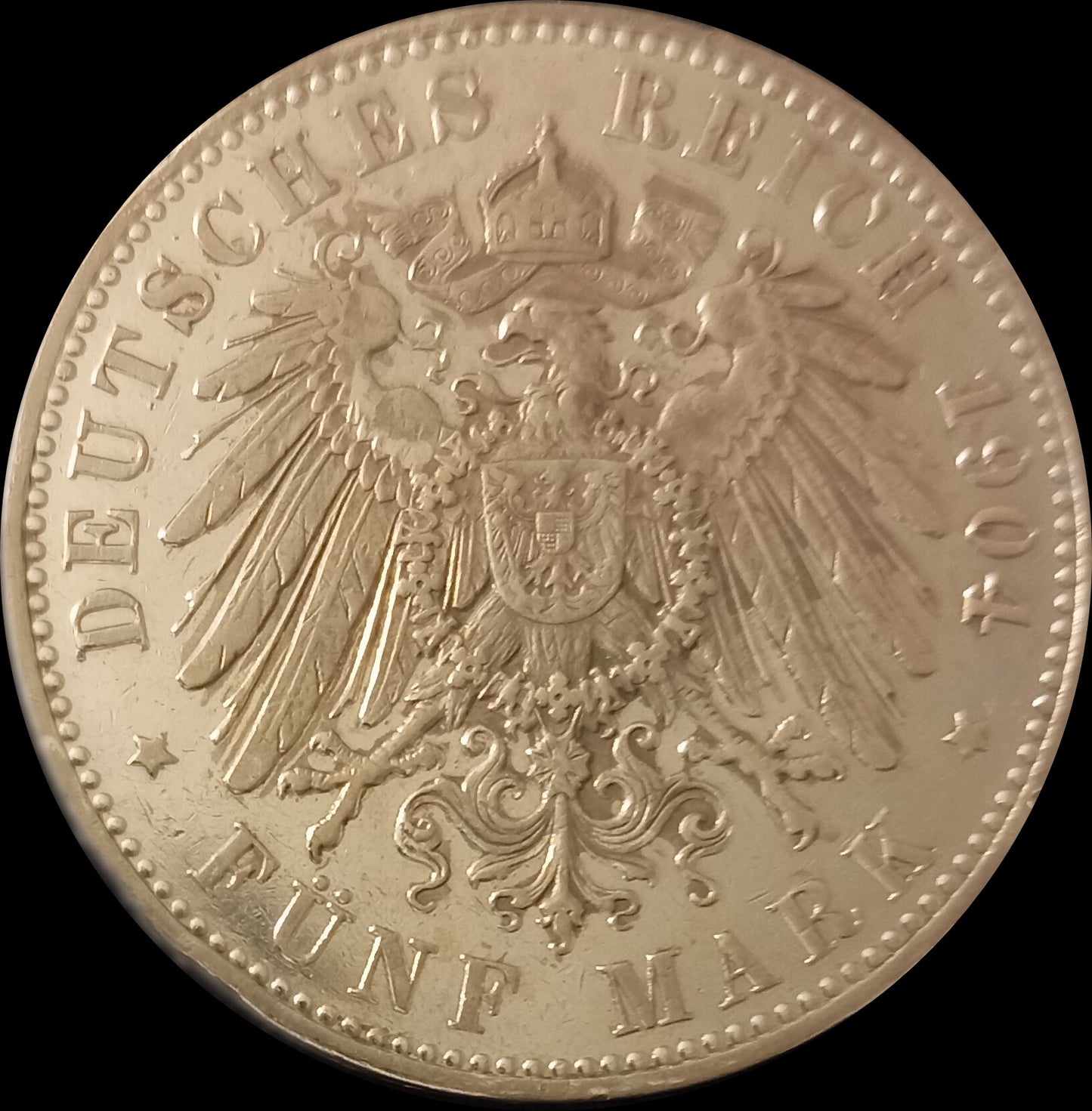 5 Mark Preußen 1904 A Silber, Kaiser Wilhelm II. Deutsches Kaiserreich, Jaeger-Nr. 104