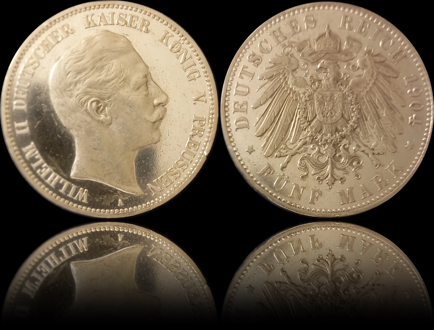 5 Mark Preußen 1904 A Silber, Kaiser Wilhelm II. Deutsches Kaiserreich, Jaeger-Nr. 104