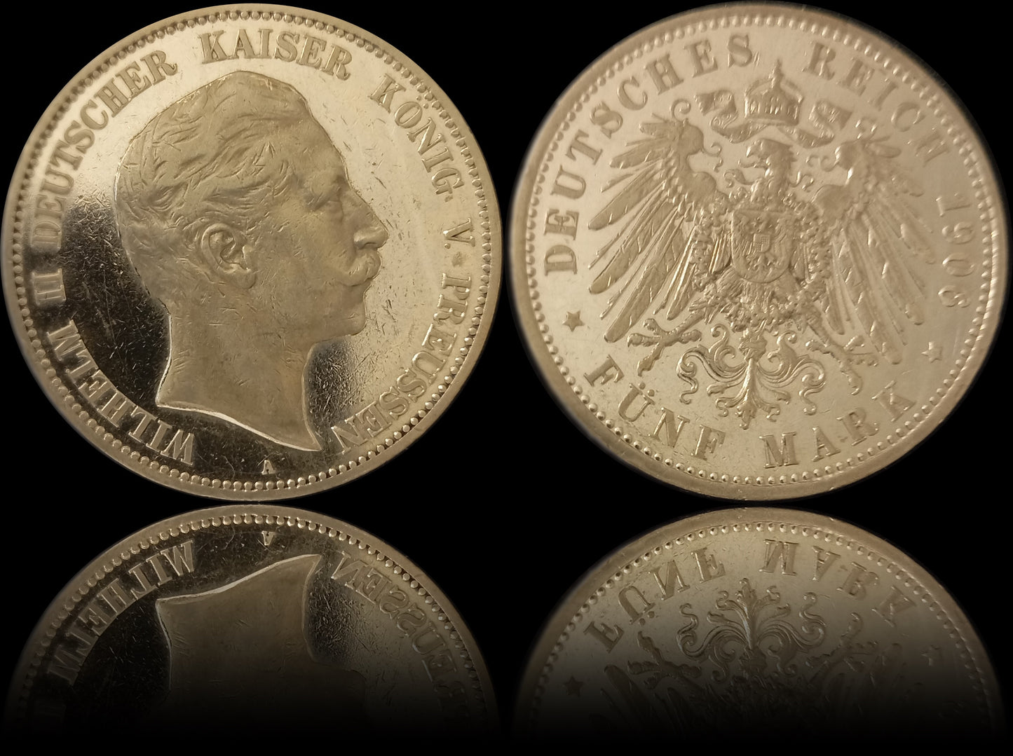 5 Mark Preußen 1906 A Silber, Kaiser Wilhelm II. Deutsches Kaiserreich, Jaeger-Nr. 104