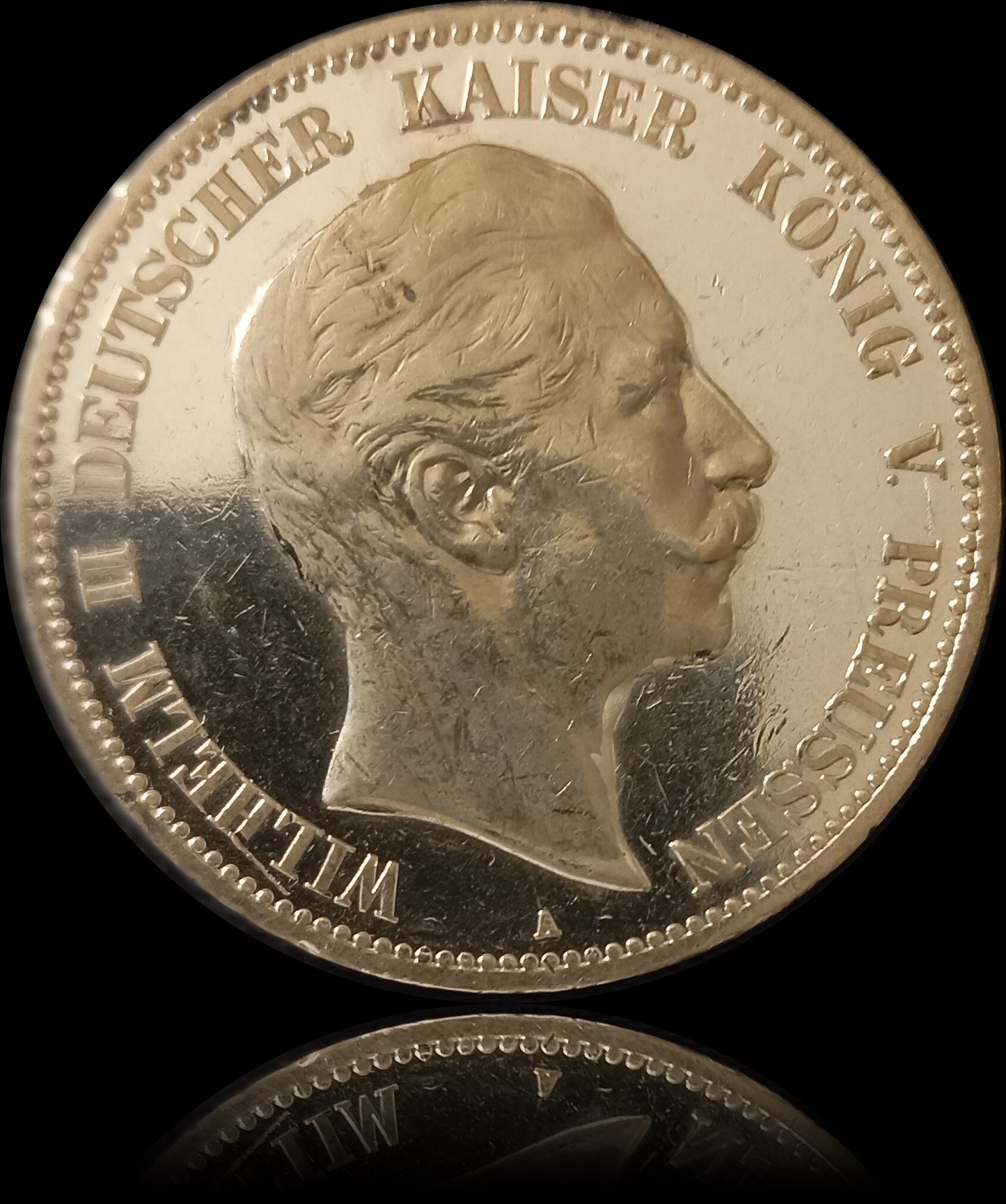 5 Mark Preußen 1907 A Silber, Kaiser Wilhelm II. Deutsches Kaiserreich, Jaeger-Nr. 104