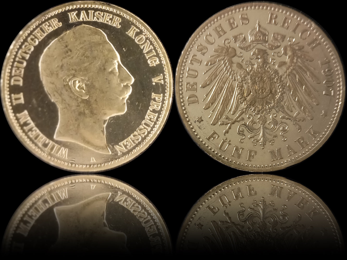 5 Mark Preußen 1907 A Silber, Kaiser Wilhelm II. Deutsches Kaiserreich, Jaeger-Nr. 104