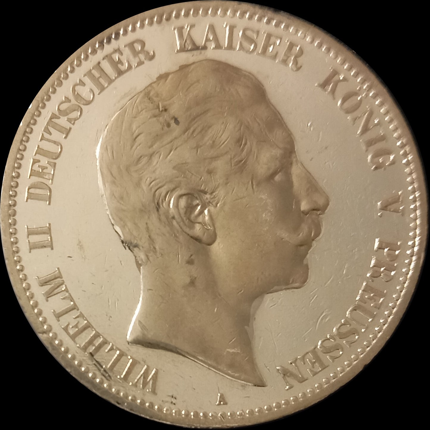 5 Mark Preußen 1907 A Silber, Kaiser Wilhelm II. Deutsches Kaiserreich, Jaeger-Nr. 104