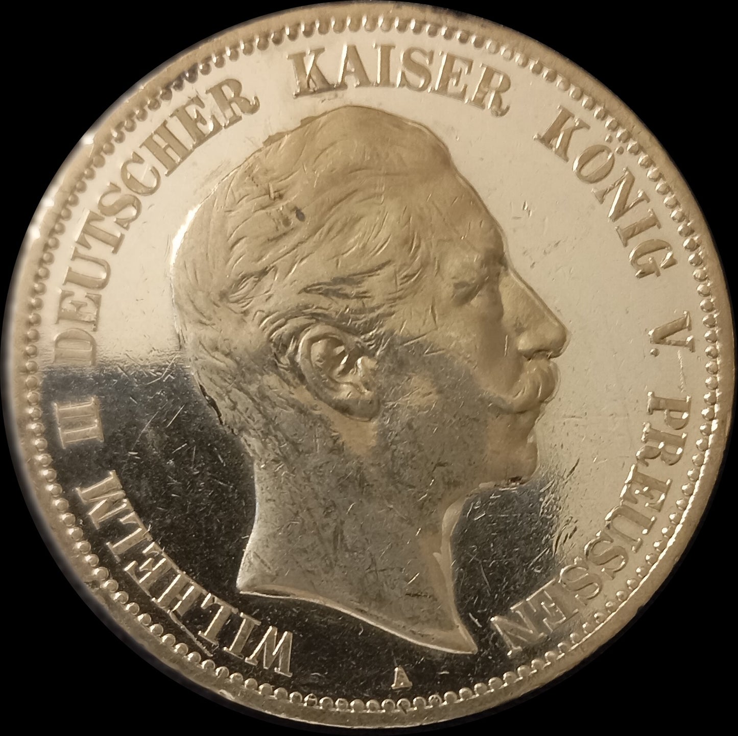 5 Mark Preußen 1907 A Silber, Kaiser Wilhelm II. Deutsches Kaiserreich, Jaeger-Nr. 104