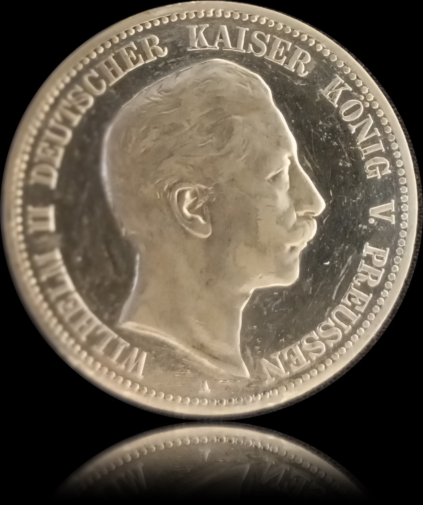 5 Mark Preußen 1908 A Silber, Kaiser Wilhelm II. Deutsches Kaiserreich, Jaeger-Nr. 104