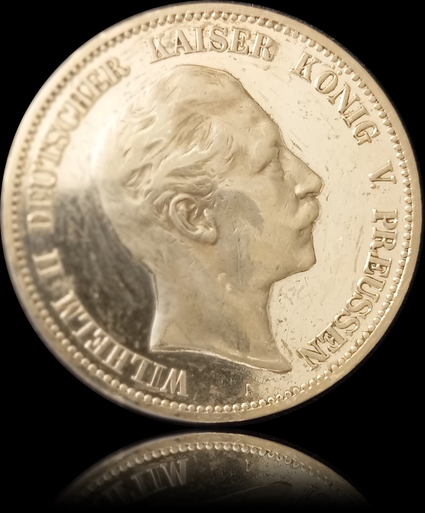 5 Mark Preußen 1908 A Silber, Kaiser Wilhelm II. Deutsches Kaiserreich, Jaeger-Nr. 104