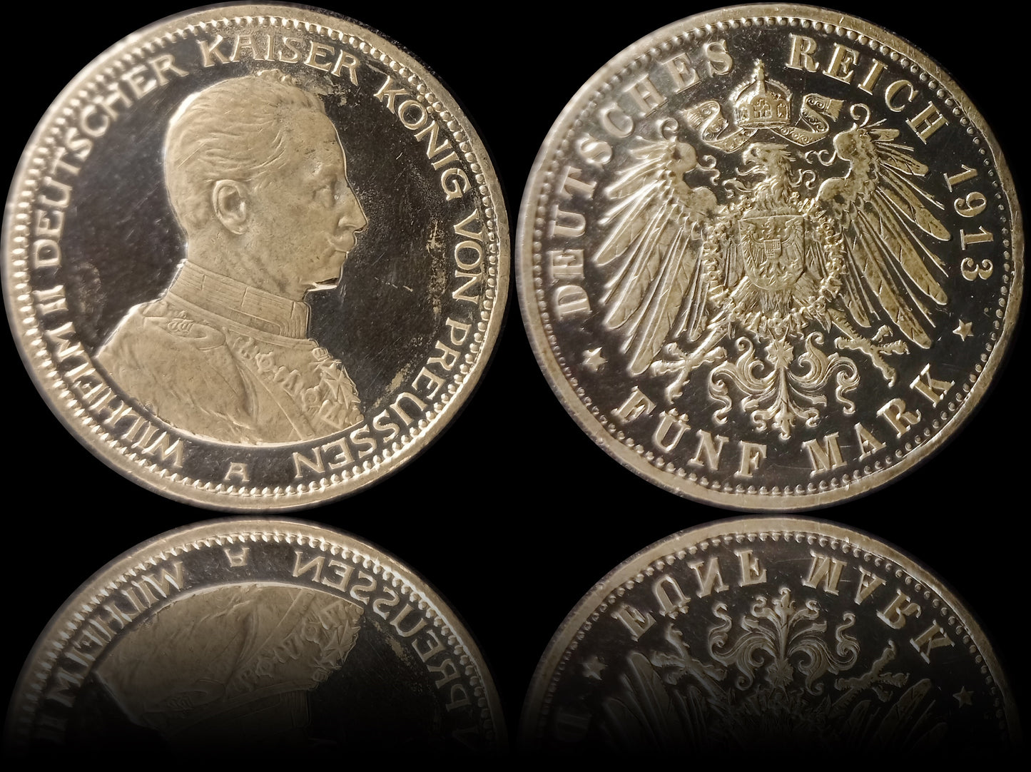 5 Mark Preußen 1913 A Silber, Kaiser Wilhelm II. Deutsches Kaiserreich, Jaeger-Nr. 114