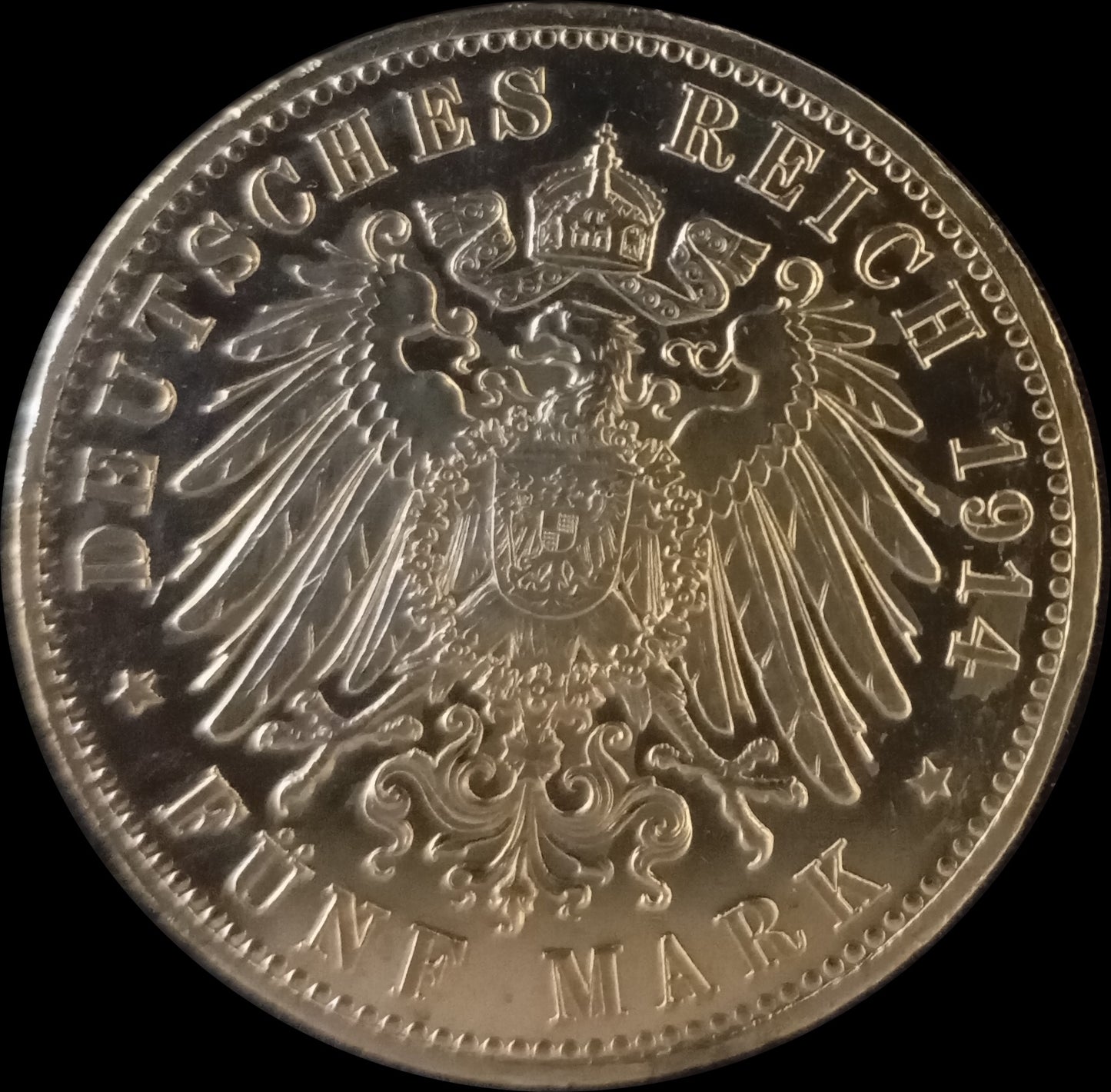 5 Mark Preußen 1914 A Silber, Kaiser Wilhelm II. Deutsches Kaiserreich, Jaeger-Nr. 114