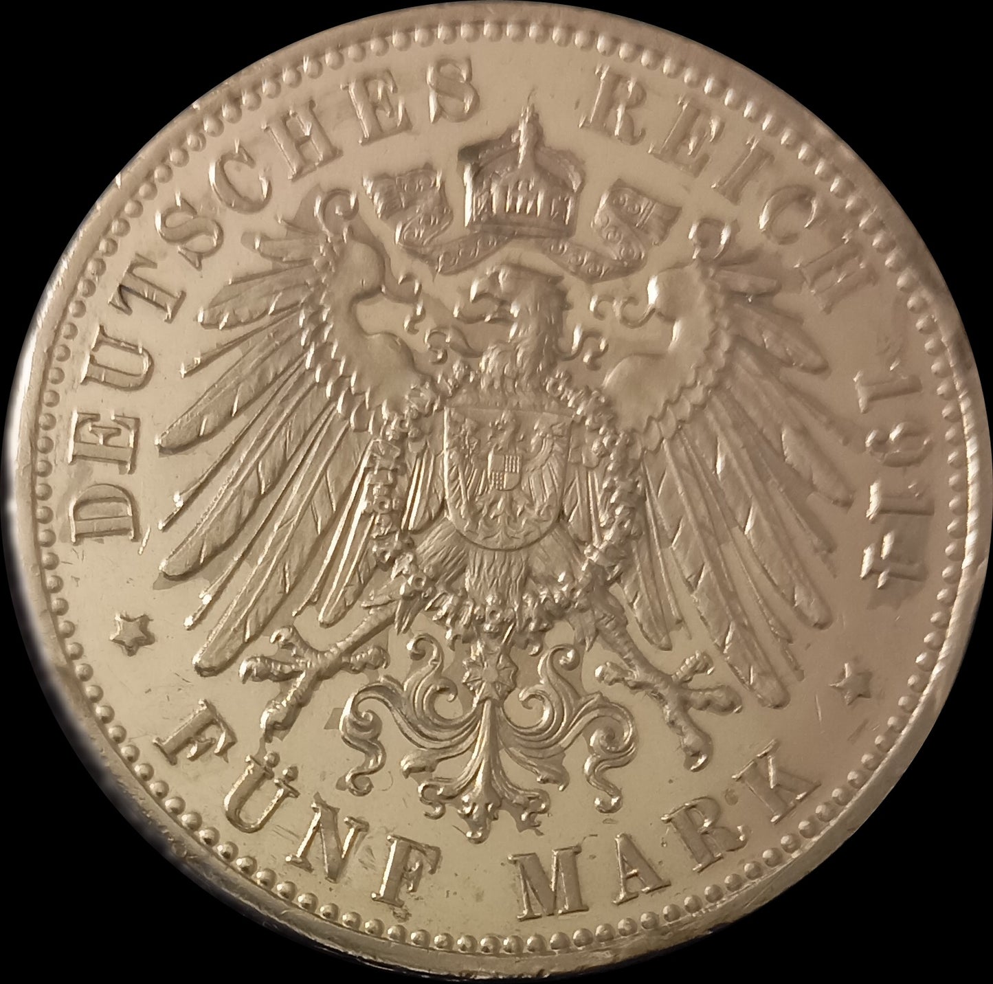 5 Mark Preußen 1914 A Silber, Kaiser Wilhelm II. Deutsches Kaiserreich, Jaeger-Nr. 114