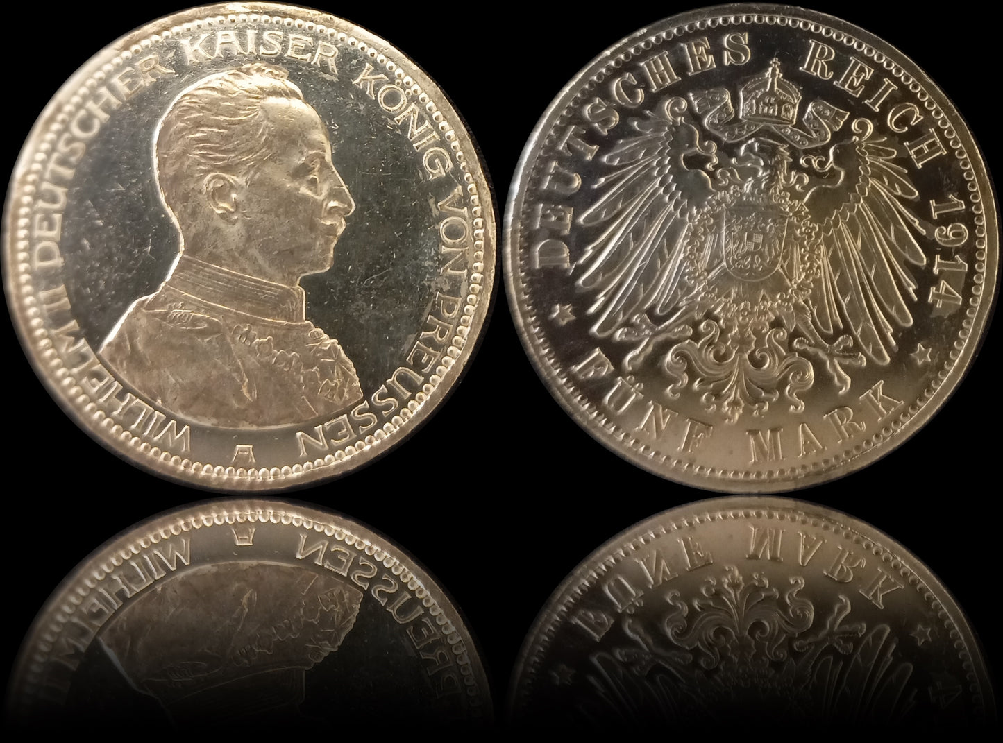 5 Mark Preußen 1914 A Silber, Kaiser Wilhelm II. Deutsches Kaiserreich, Jaeger-Nr. 114