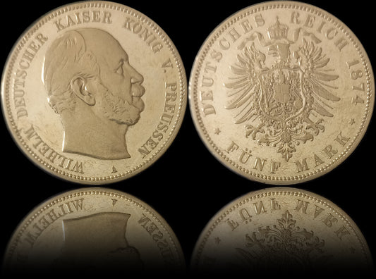 5 Mark Preußen 1874 A Silber, Kaiser Wilhelm I. Deutsches Kaiserreich, Jaeger-Nr. 97