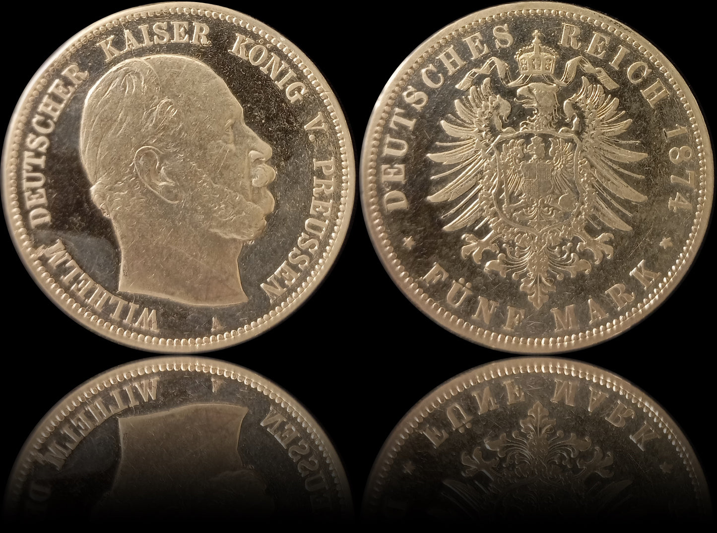 5 Mark Preußen 1874 A Silber, Kaiser Wilhelm I. Deutsches Kaiserreich, Jaeger-Nr. 97