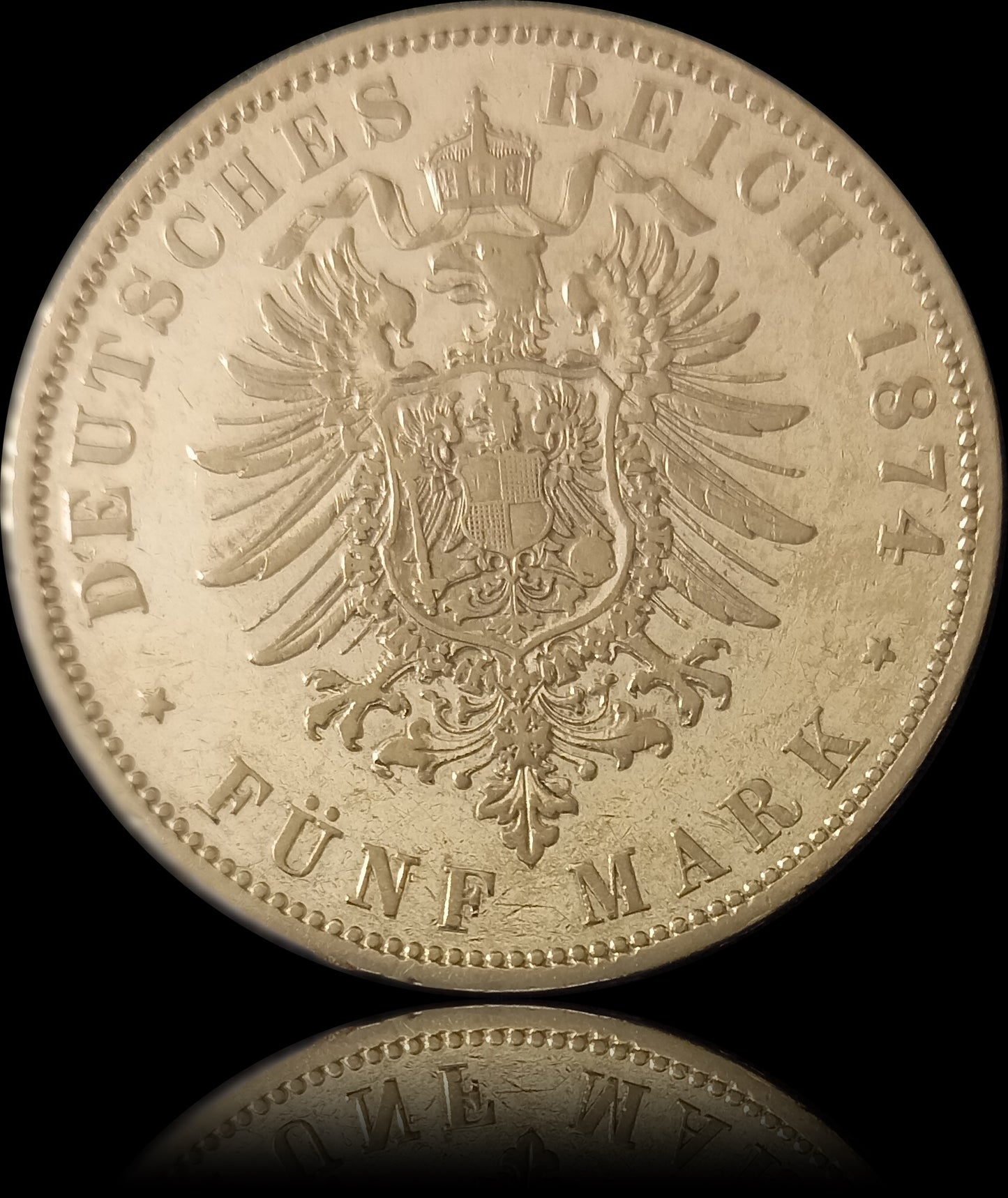 5 Mark Preußen 1874 A Silber, Kaiser Wilhelm I. Deutsches Kaiserreich, Jaeger-Nr. 97