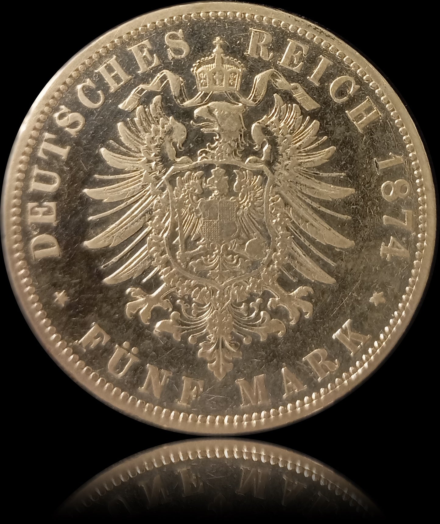 5 Mark Preußen 1874 A Silber, Kaiser Wilhelm I. Deutsches Kaiserreich, Jaeger-Nr. 97