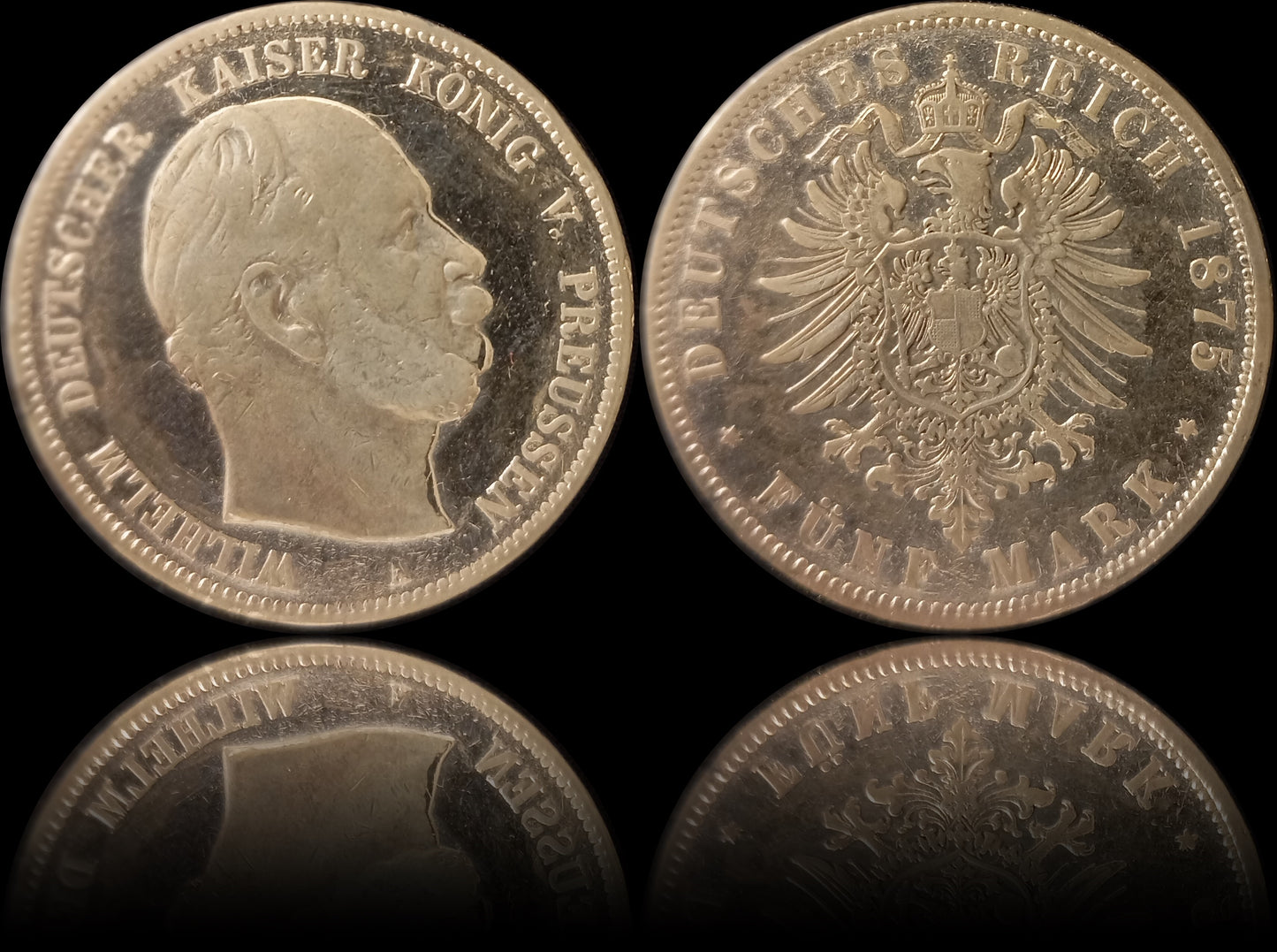 5 Mark Preußen 1875 A Silber, Kaiser Wilhelm I. Deutsches Kaiserreich, Jaeger-Nr. 97