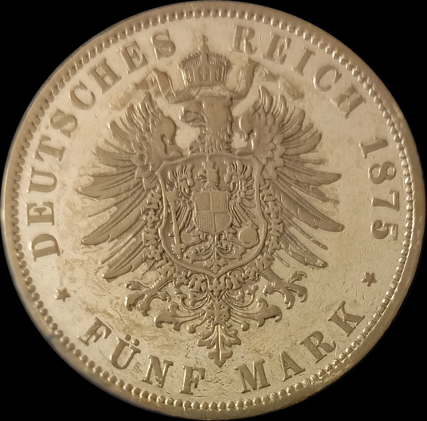 5 Mark Preußen 1875 A Silber, Kaiser Wilhelm I. Deutsches Kaiserreich, Jaeger-Nr. 97