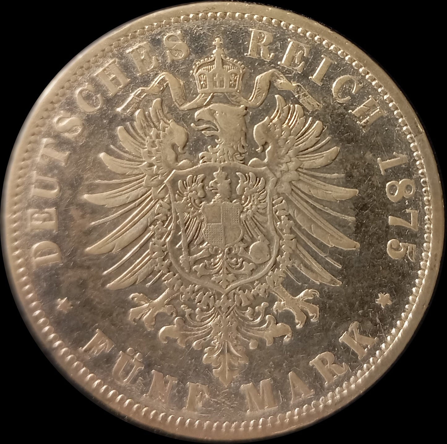 5 Mark Preußen 1875 A Silber, Kaiser Wilhelm I. Deutsches Kaiserreich, Jaeger-Nr. 97