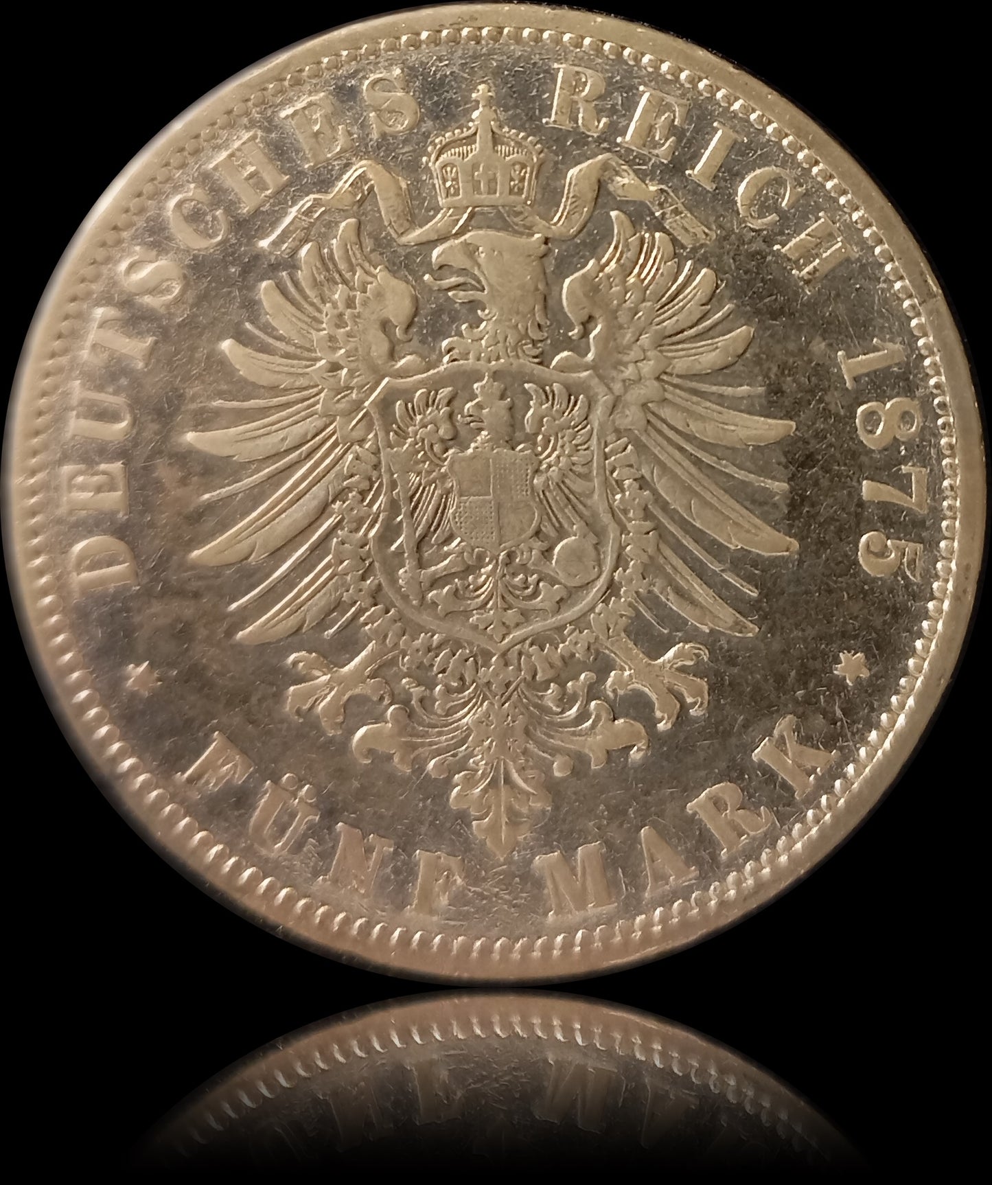 5 Mark Preußen 1875 A Silber, Kaiser Wilhelm I. Deutsches Kaiserreich, Jaeger-Nr. 97