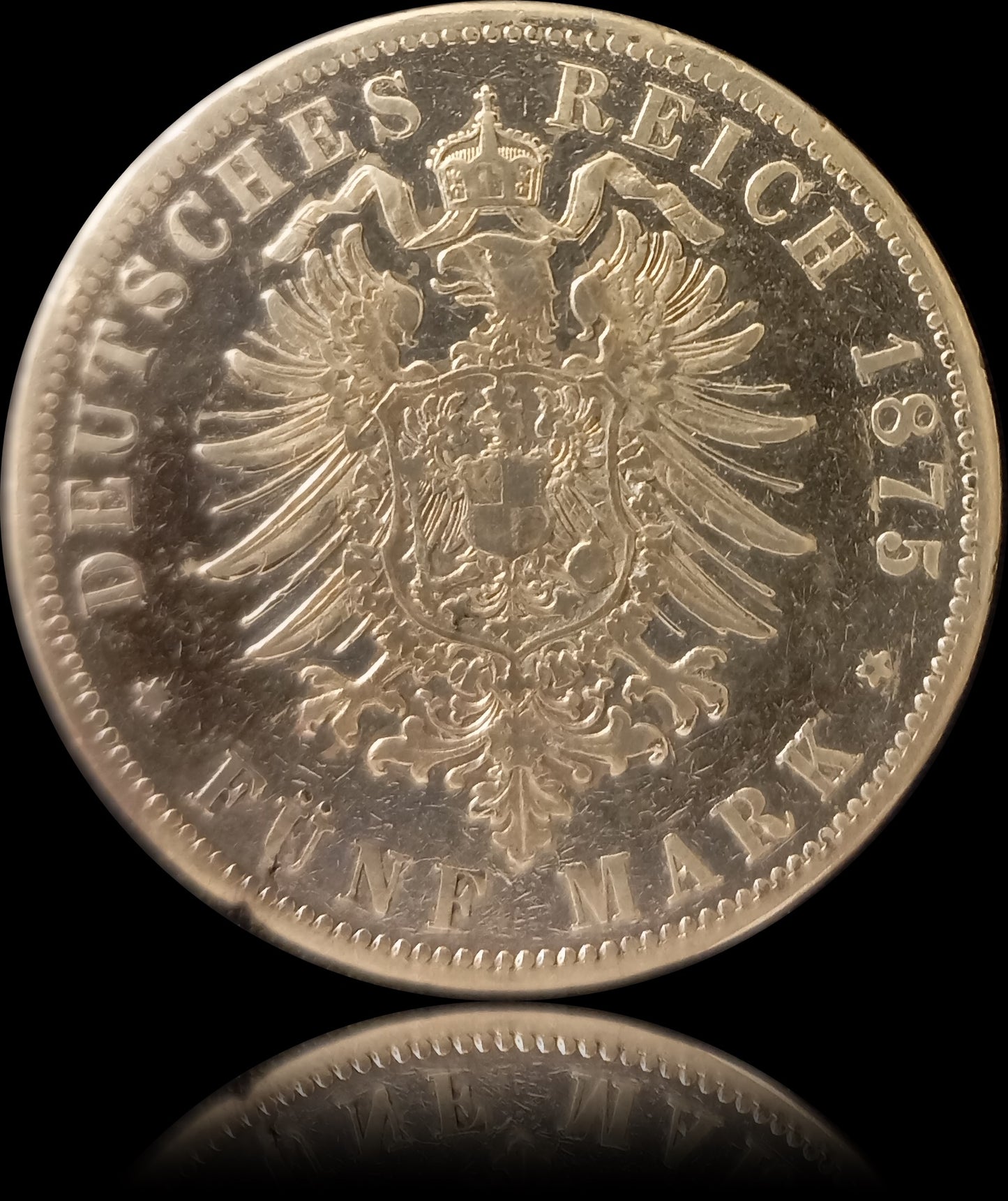 5 Mark Preußen 1875 B Silber, Kaiser Wilhelm I. Deutsches Kaiserreich, Jaeger-Nr. 97