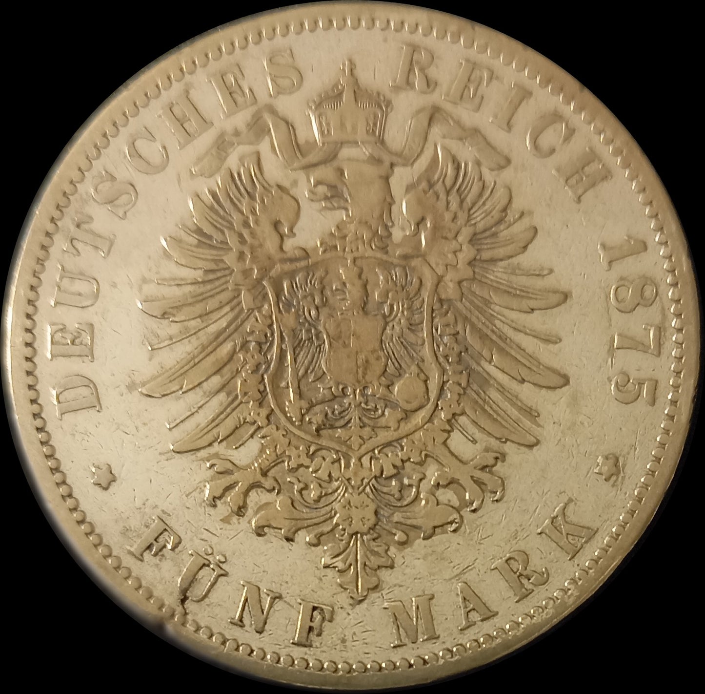 5 Mark Preußen 1875 B Silber, Kaiser Wilhelm I. Deutsches Kaiserreich, Jaeger-Nr. 97