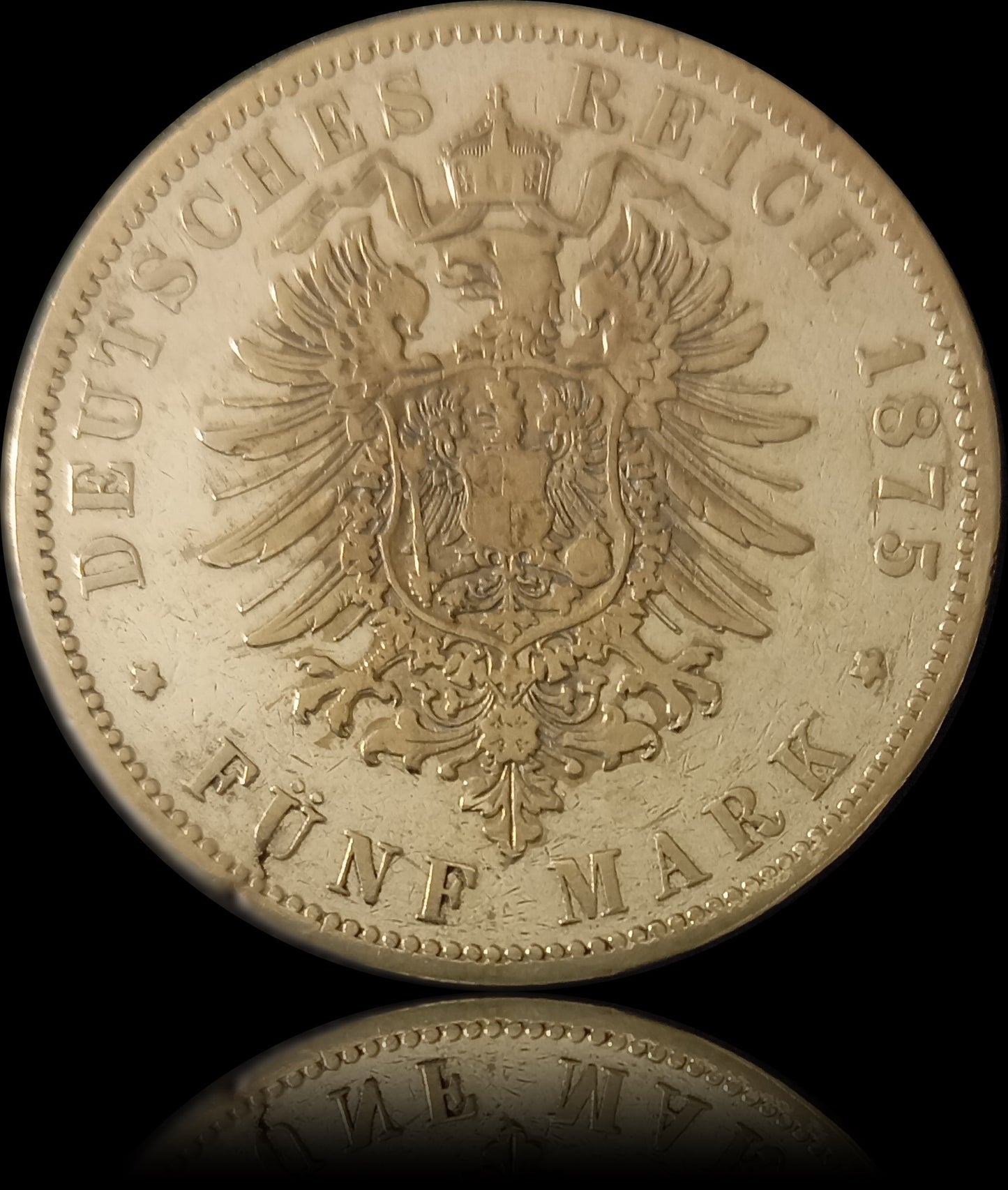 5 Mark Preußen 1875 B Silber, Kaiser Wilhelm I. Deutsches Kaiserreich, Jaeger-Nr. 97