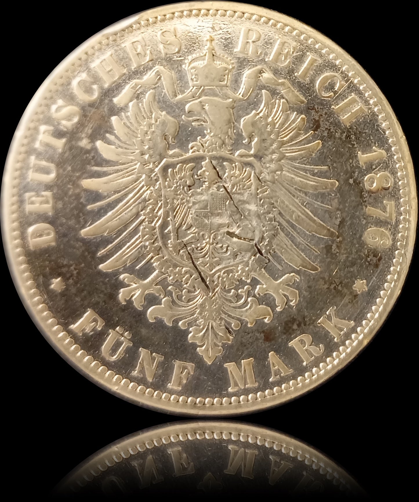 5 Mark Preußen 1876 A Silber, Kaiser Wilhelm I. Deutsches Kaiserreich, Jaeger-Nr. 97