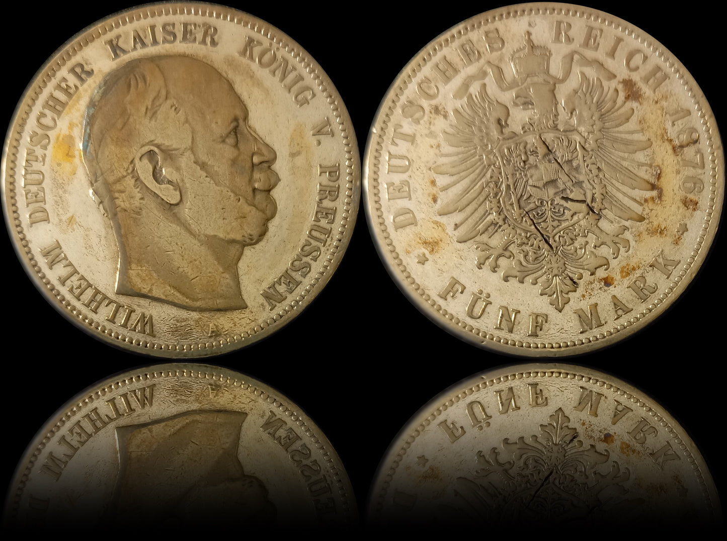 5 Mark Preußen 1876 A Silber, Kaiser Wilhelm I. Deutsches Kaiserreich, Jaeger-Nr. 97