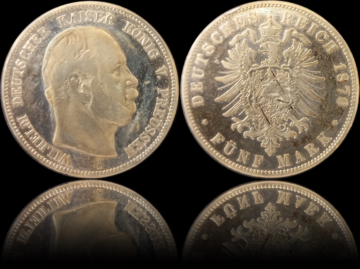 5 Mark Preußen 1876 A Silber, Kaiser Wilhelm I. Deutsches Kaiserreich, Jaeger-Nr. 97