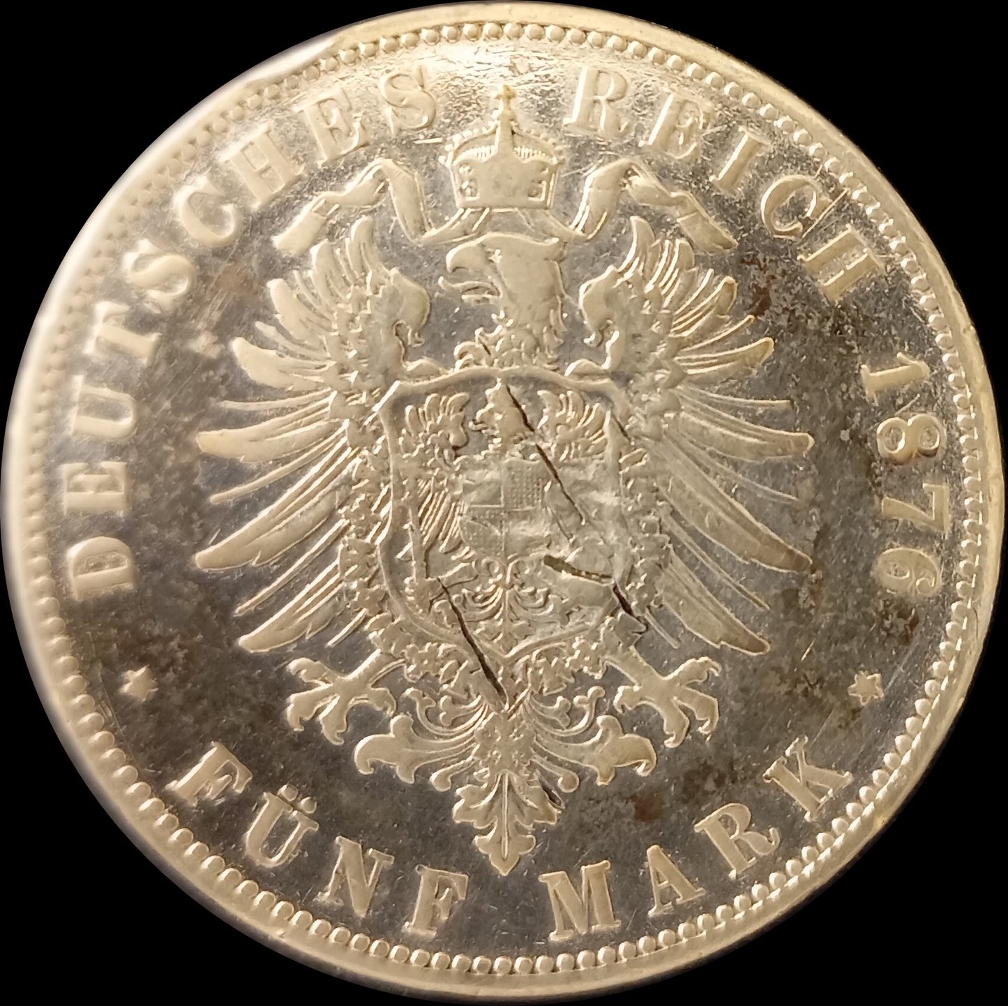 5 Mark Preußen 1876 A Silber, Kaiser Wilhelm I. Deutsches Kaiserreich, Jaeger-Nr. 97