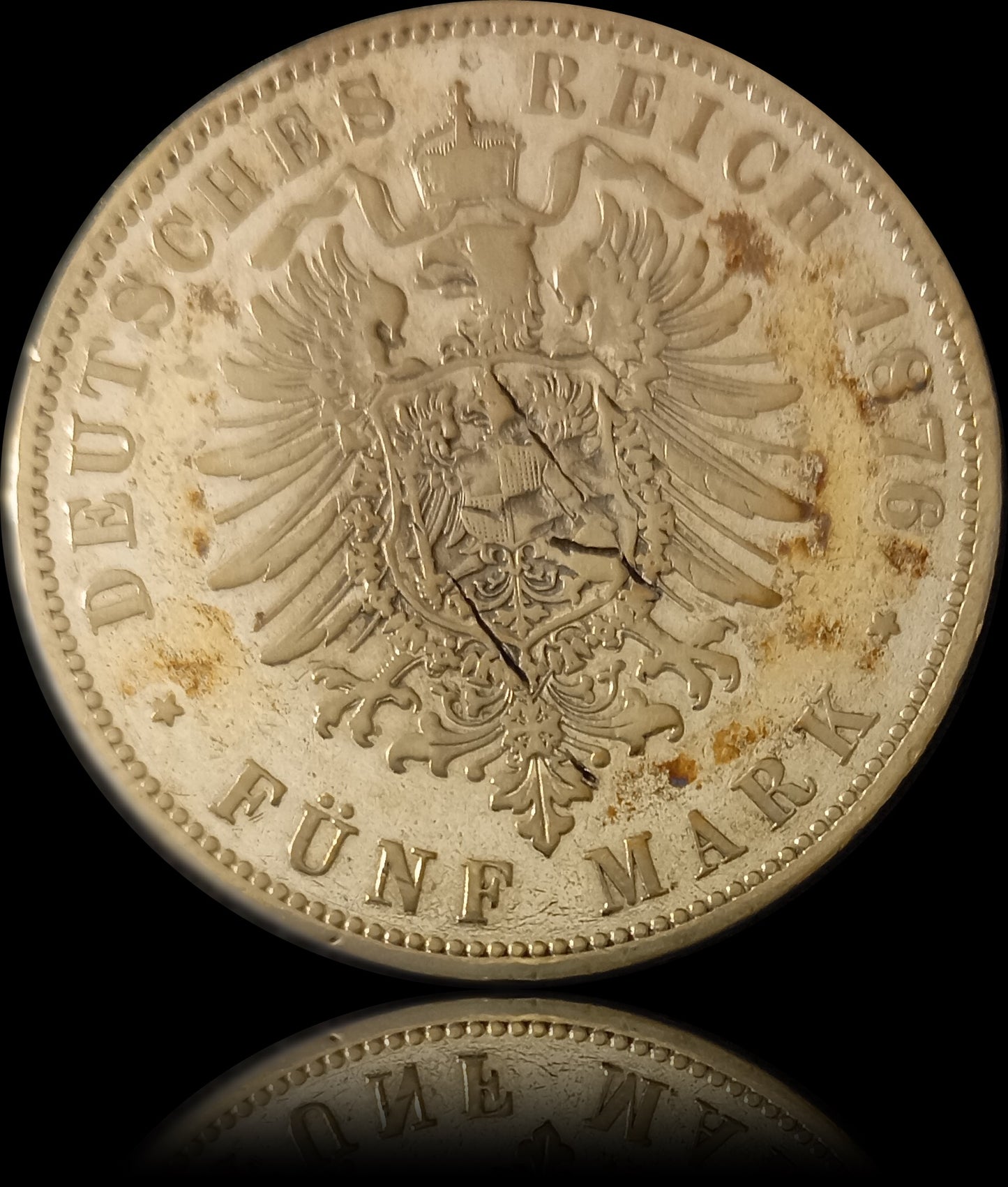 5 Mark Preußen 1876 A Silber, Kaiser Wilhelm I. Deutsches Kaiserreich, Jaeger-Nr. 97