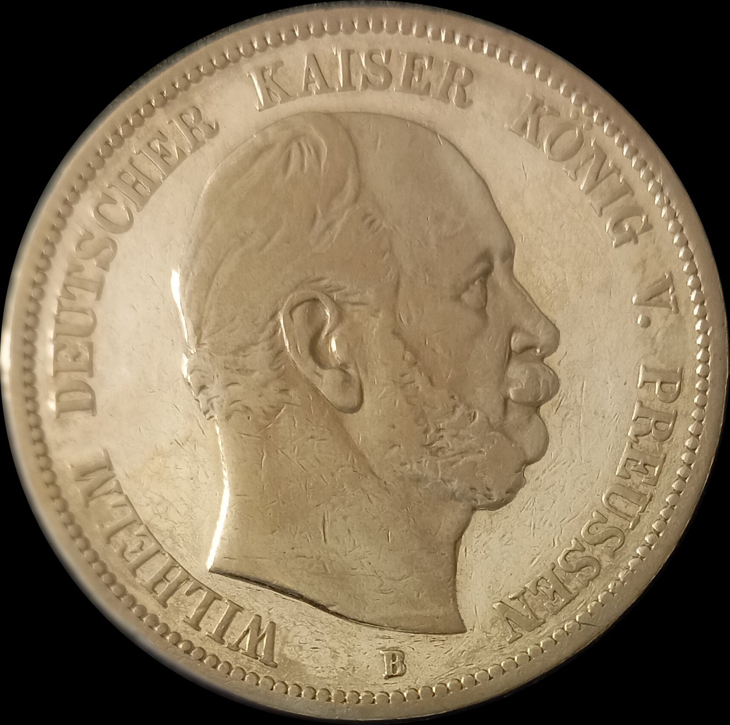 5 Mark Preußen 1876 B Silber, Kaiser Wilhelm I. Deutsches Kaiserreich, Jaeger-Nr. 97