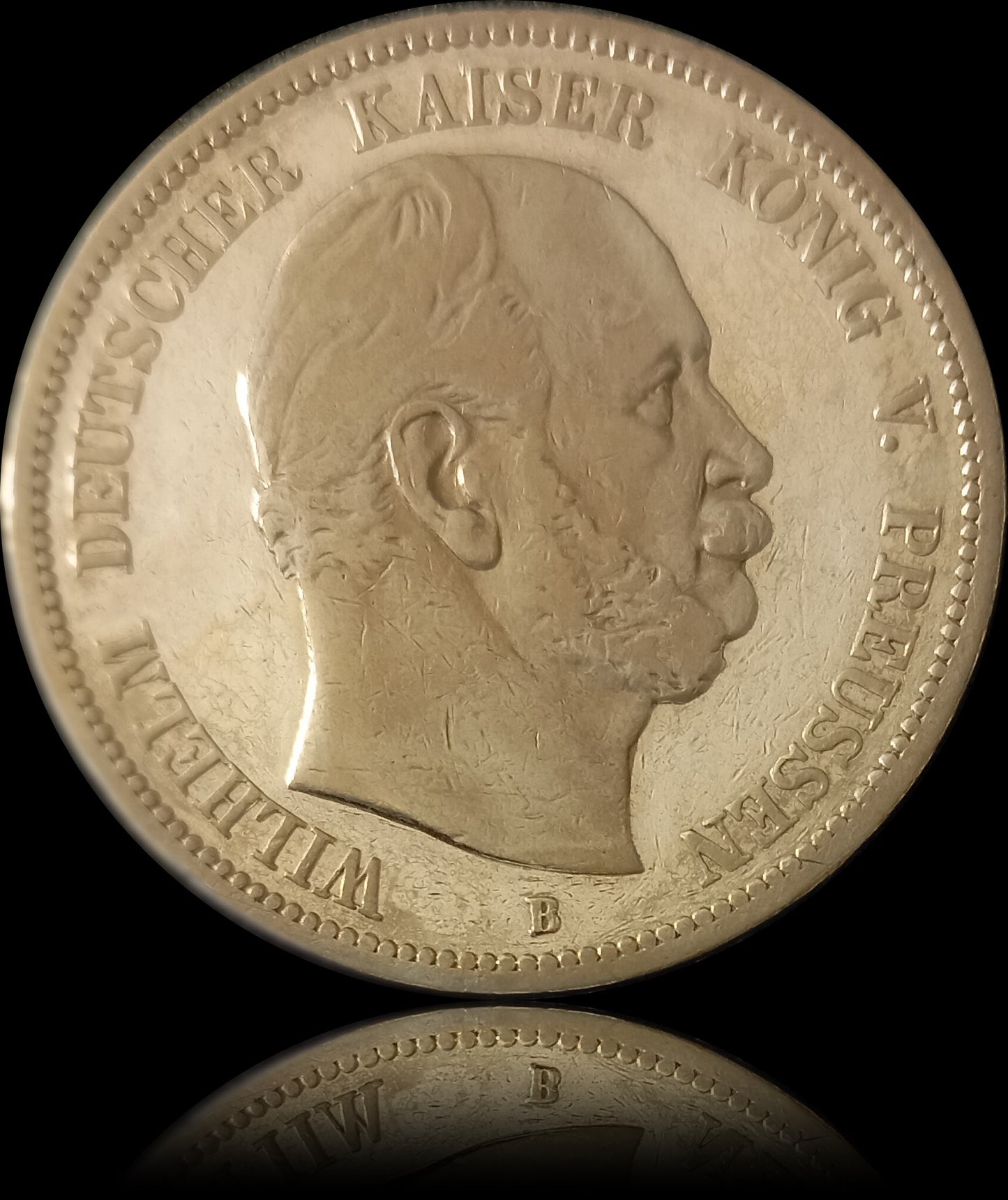 5 Mark Preußen 1876 B Silber, Kaiser Wilhelm I. Deutsches Kaiserreich, Jaeger-Nr. 97