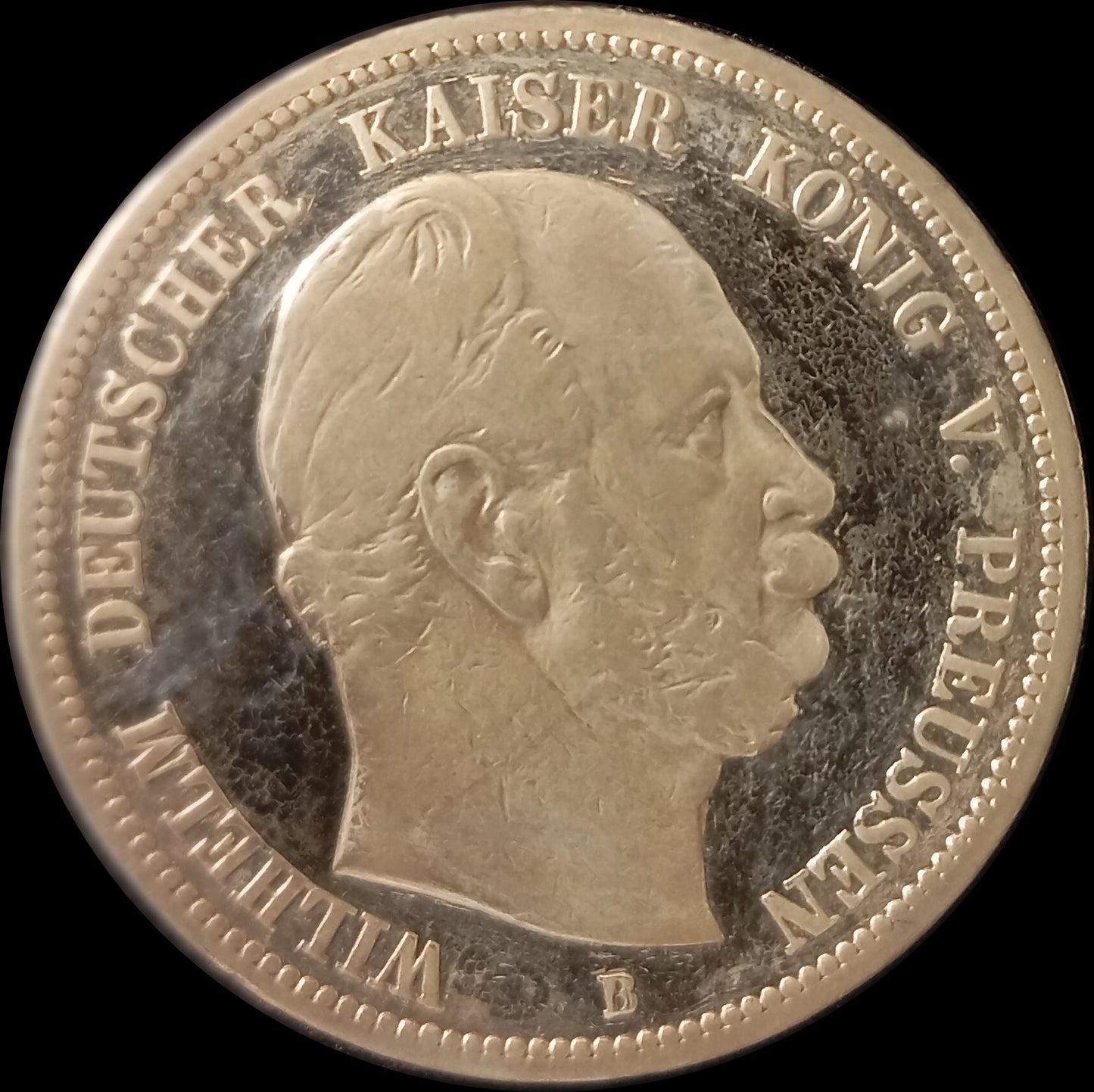 5 Mark Preußen 1876 B Silber, Kaiser Wilhelm I. Deutsches Kaiserreich, Jaeger-Nr. 97