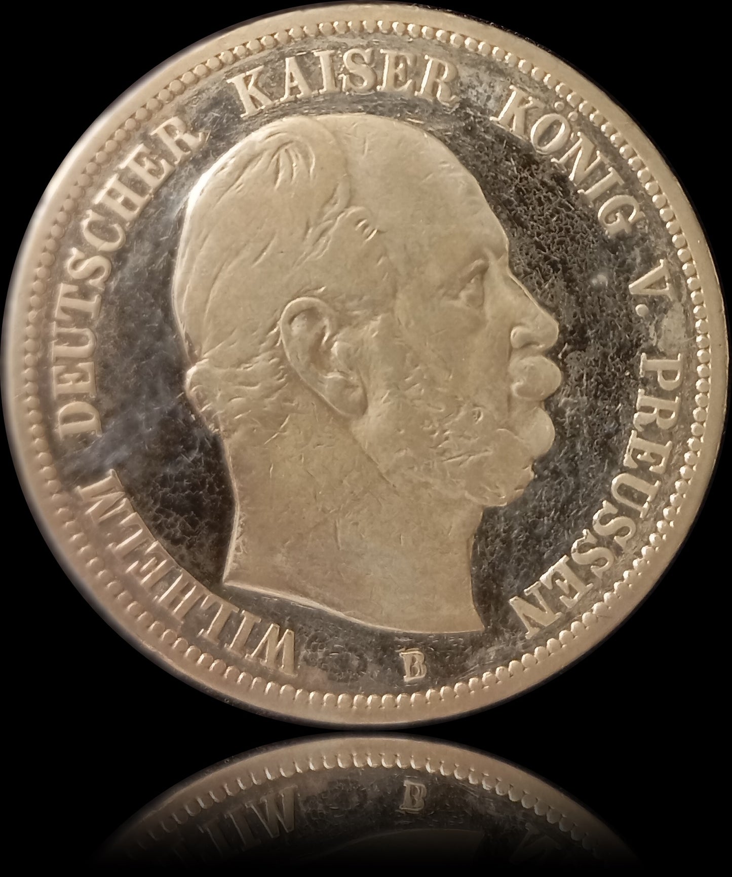 5 Mark Preußen 1876 B Silber, Kaiser Wilhelm I. Deutsches Kaiserreich, Jaeger-Nr. 97