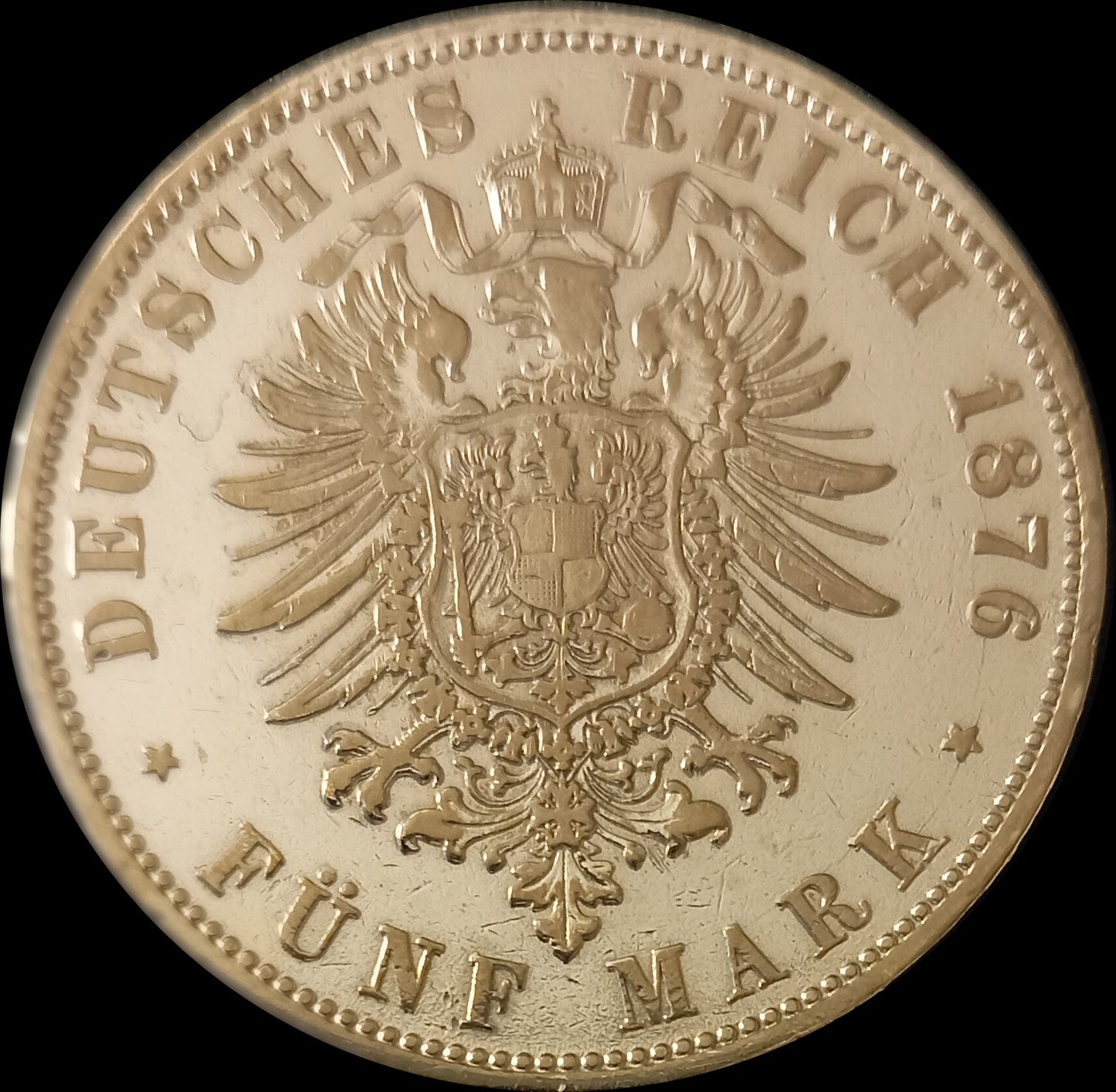 5 Mark Preußen 1876 C Silber, Kaiser Wilhelm I. Deutsches Kaiserreich, Jaeger-Nr. 97