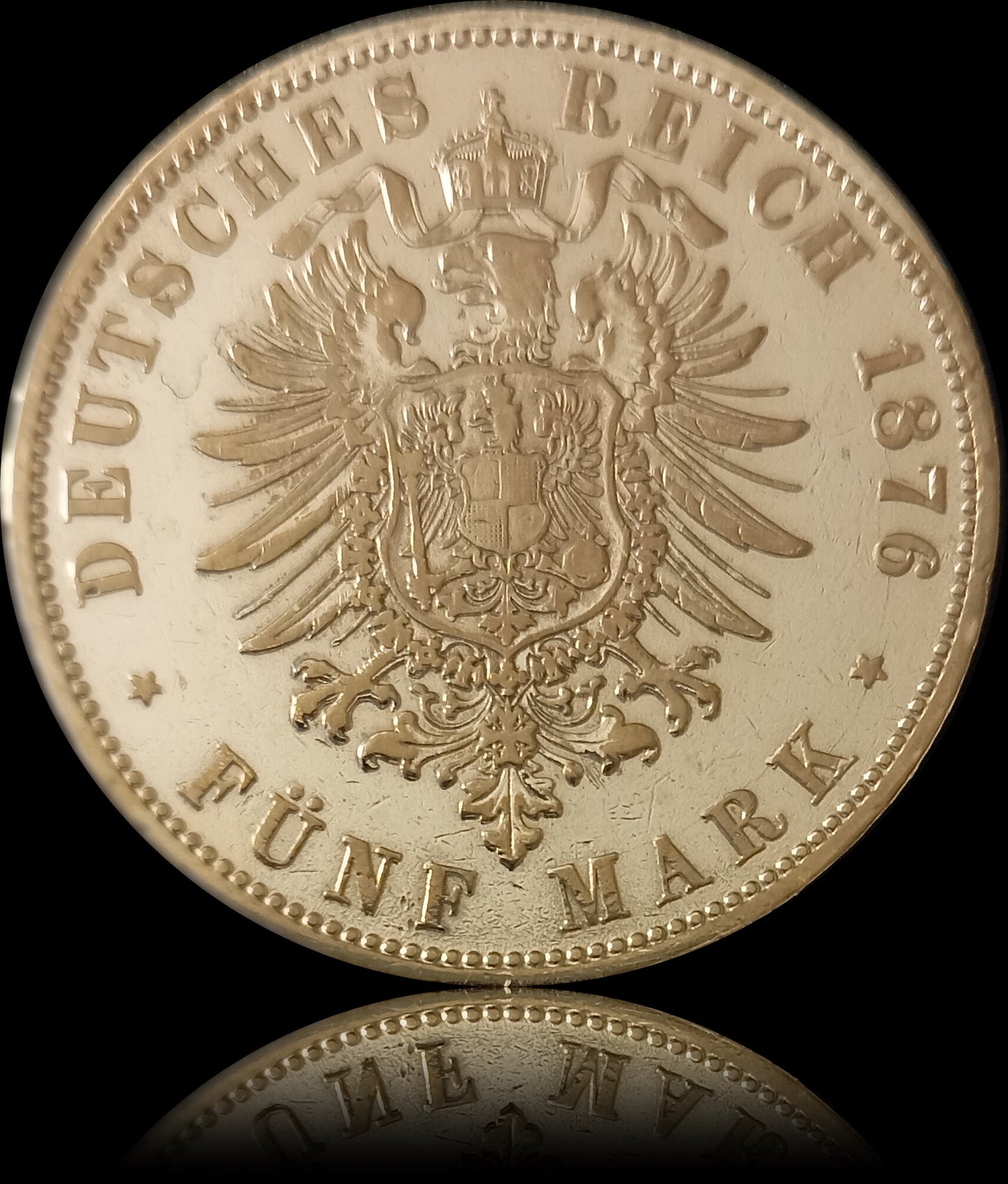 5 Mark Preußen 1876 C Silber, Kaiser Wilhelm I. Deutsches Kaiserreich, Jaeger-Nr. 97