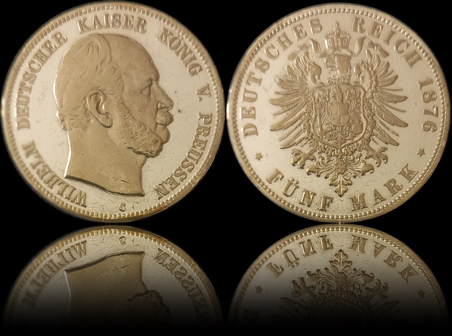 5 Mark Preußen 1876 C Silber, Kaiser Wilhelm I. Deutsches Kaiserreich, Jaeger-Nr. 97