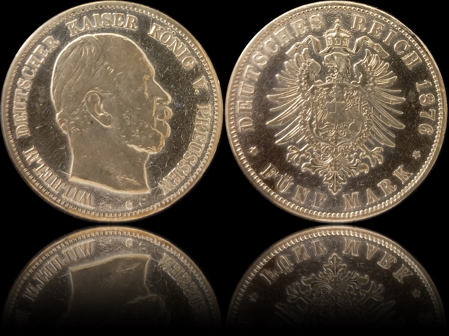 5 Mark Preußen 1876 C Silber, Kaiser Wilhelm I. Deutsches Kaiserreich, Jaeger-Nr. 97