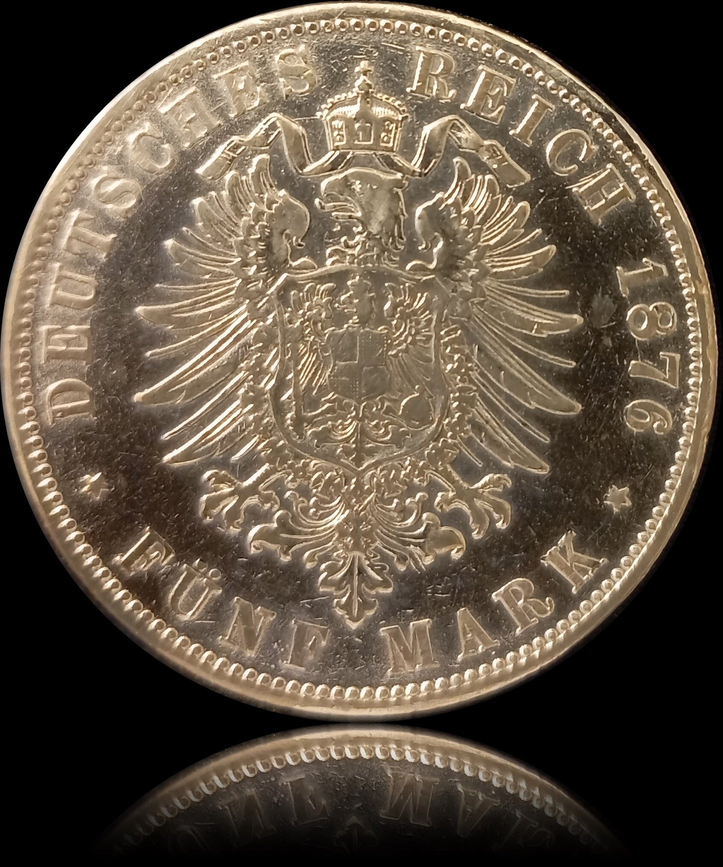 5 Mark Preußen 1876 C Silber, Kaiser Wilhelm I. Deutsches Kaiserreich, Jaeger-Nr. 97