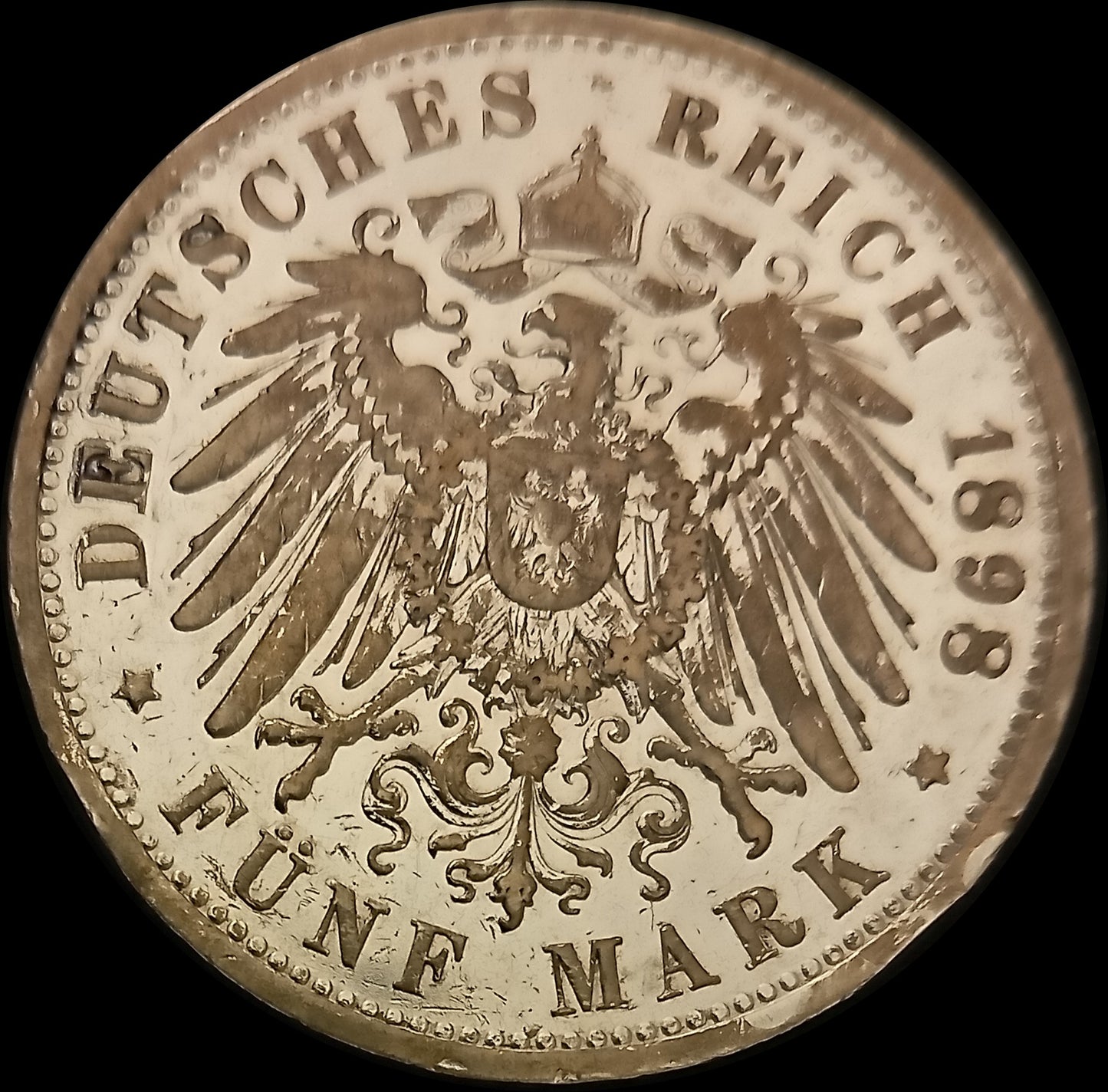 5 Mark Württemberg 1898 F Silber, Kaiser Wilhelm II. Deutsches Kaiserreich, Jaeger-Nr. 176