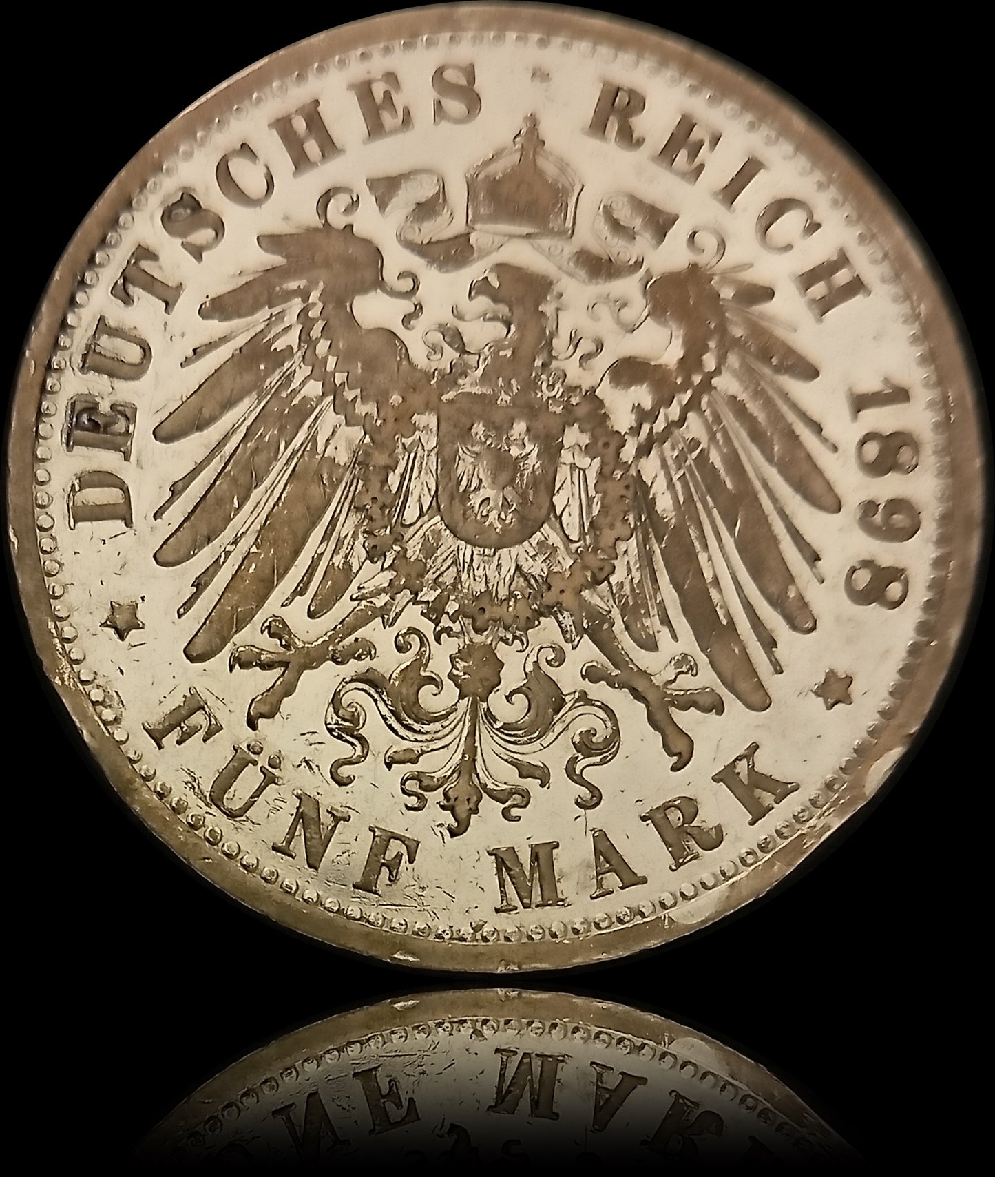 5 Mark Württemberg 1898 F Silber, Kaiser Wilhelm II. Deutsches Kaiserreich, Jaeger-Nr. 176