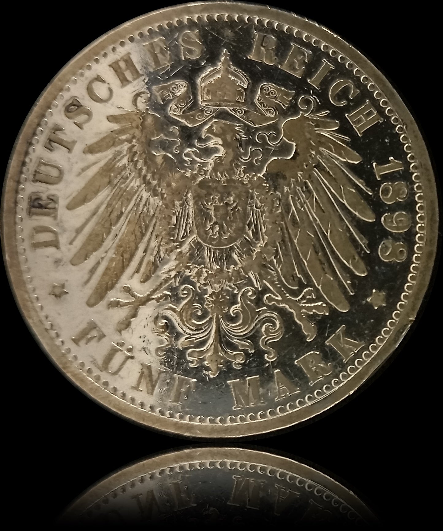 5 Mark Württemberg 1898 F Silber, Kaiser Wilhelm II. Deutsches Kaiserreich, Jaeger-Nr. 176