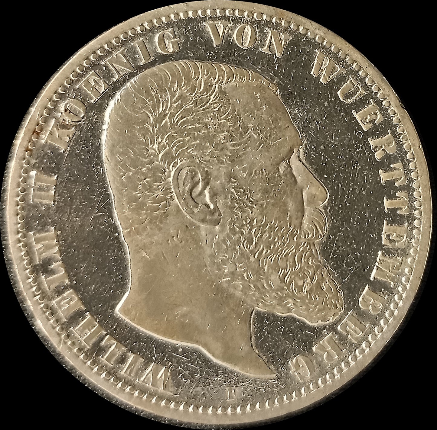 5 Mark Württemberg 1900 F Silber, Kaiser Wilhelm II. Deutsches Kaiserreich, Jaeger-Nr. 176