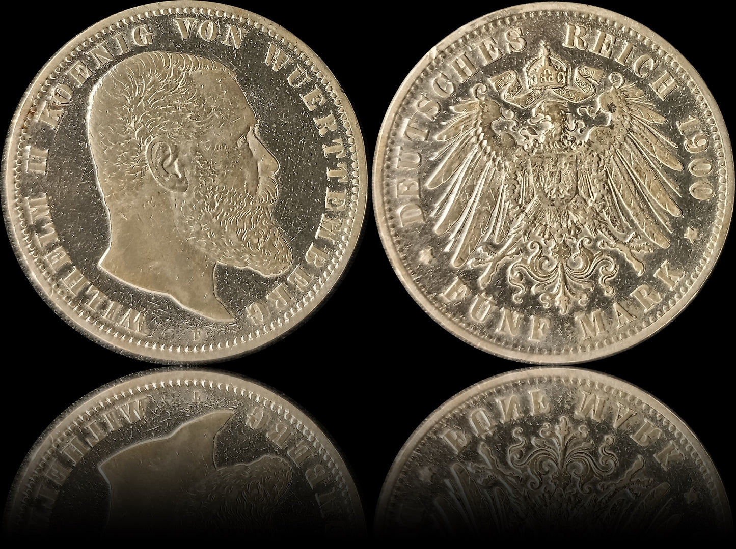 5 Mark Württemberg 1903 F Silber, Kaiser Wilhelm II. Deutsches Kaiserreich, Jaeger-Nr. 176