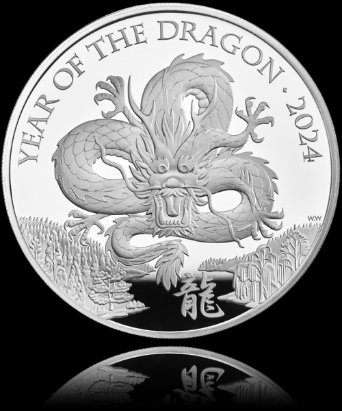 YEAR OF THE DRAGON, Serie Royal Mint Lunar, 2 £, 1 oz Silber PF 69, 2024