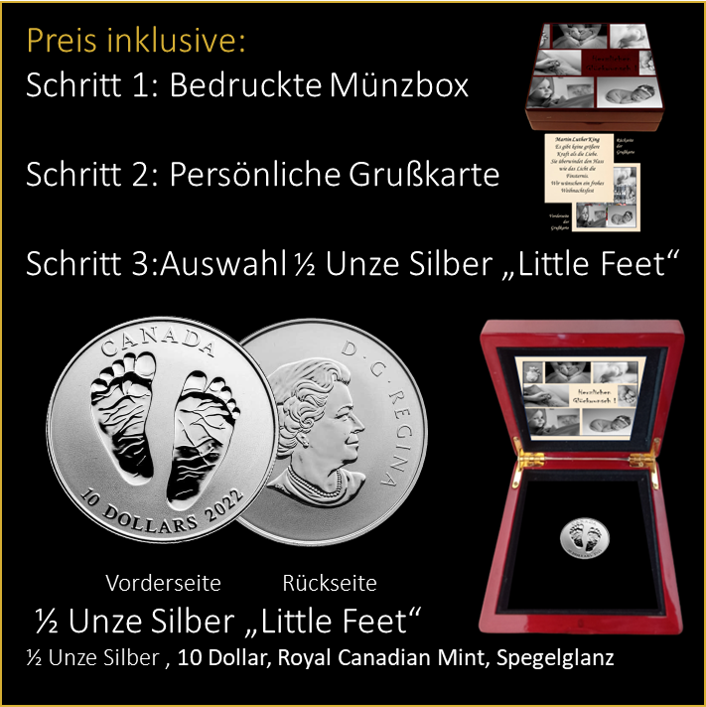 Geburt - Baby - Zwei Füße - 1 Unze Silber "Little Feet"