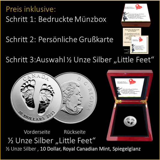 Geburt -Banksy - Eigener Text - 1/2 Unze Silber "Little Feet"