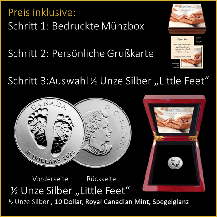 Geburt - Füssschen - Eigener Text - 1 Unze Silber "Little Feet"