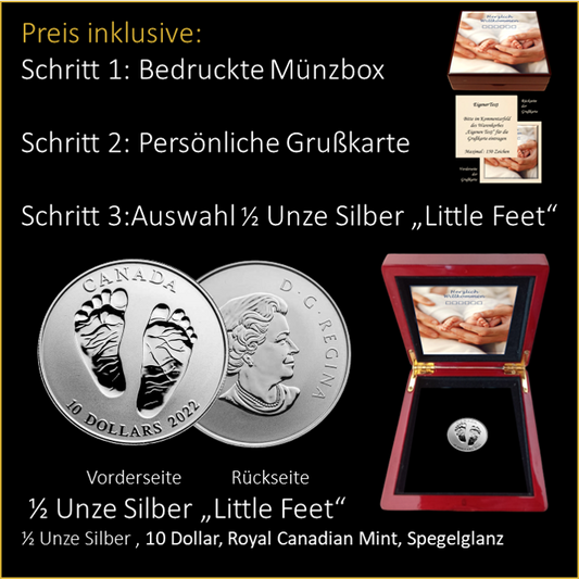 Geburt - Füssschen - Glückwunsch - 1 Unze Silber "Little Feet"