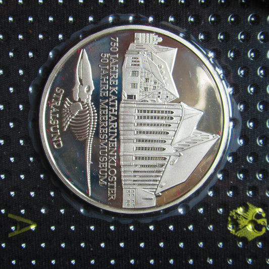 750 YEARS OF CATHARINE MONASTERY STRALSUND, series 10 DM silver coin mirror finish, 2001